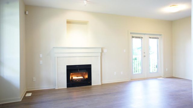 Gas Fireplace and French Doors